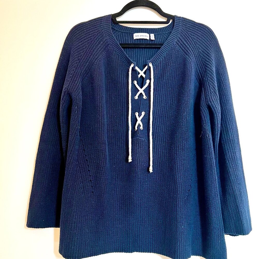 525 America Size Medium, Navy, Sailor Tie detail, Cotton Sweater